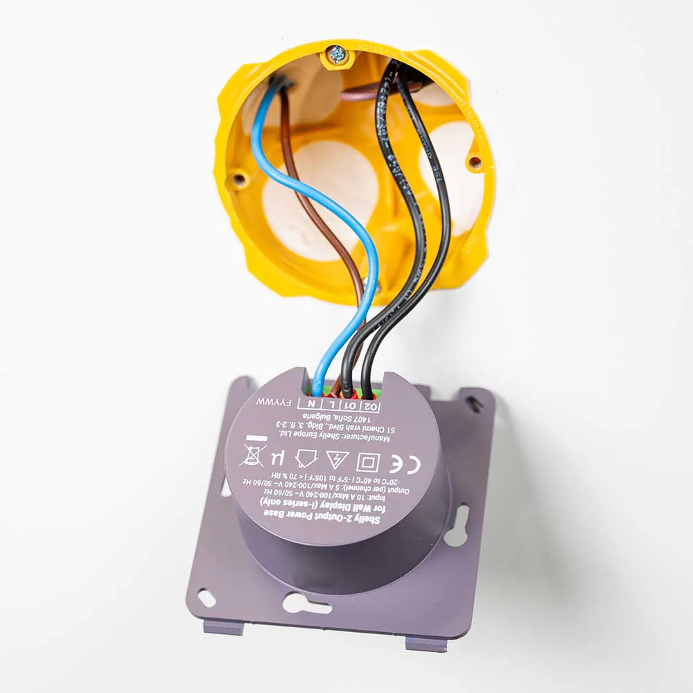Shelly 2-Output Power Base for Wall Display Shelly 2-Output Power Base for Wall Display