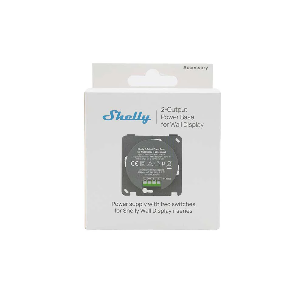 Shelly 2-Output Power Base for Wall Display Shelly 2-Output Power Base for Wall Display