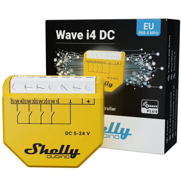 Shelly Qubino Wave i4 DC – Controlador 4 Canais de Entrada – Z-Wave